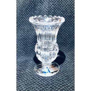 VTG 24% Lead Crystal Glass Bud 4.25” Vase From Yugoslavia Clear Industries‎